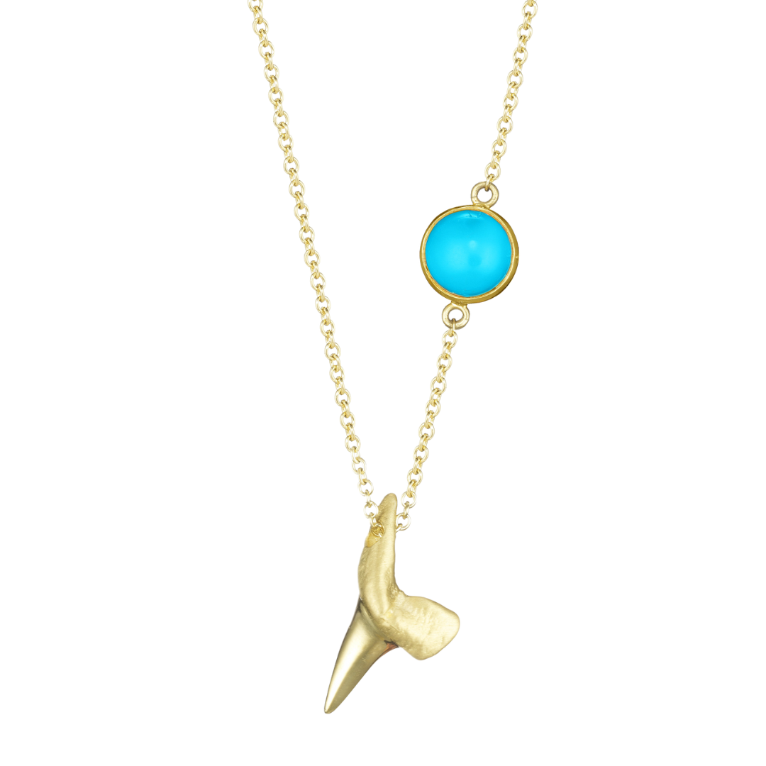 Baby Shark Tooth Necklace with Turquoise Diamond | Finn Jewelry Baby Shark Tooth Necklace with Turquoise Diamond | Finn Jewelry