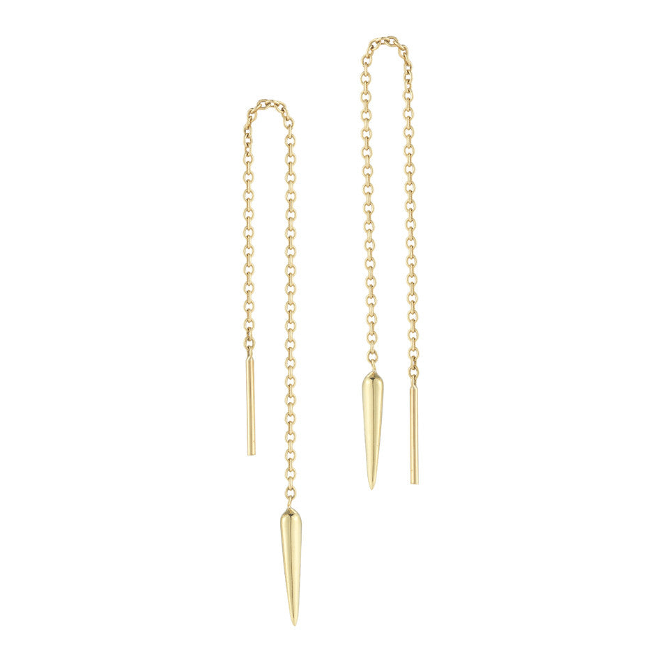 dainty bohemian day to night 18k gold thread earrings with spike by finn by candice pool neistat