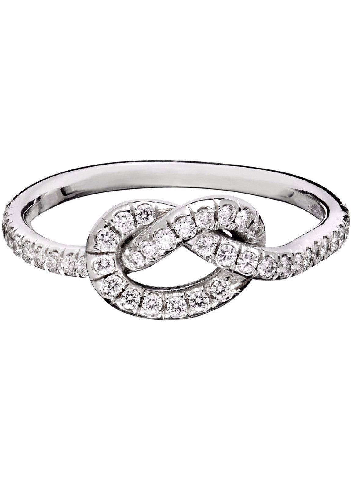 timeless pave diamond love knot ring in 18k white gold by finn by candice pool neistat