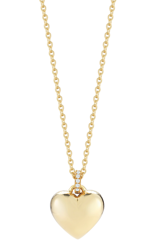simple 18k yellow gold heart pendant necklace with engraving by finn by candice pool neistat