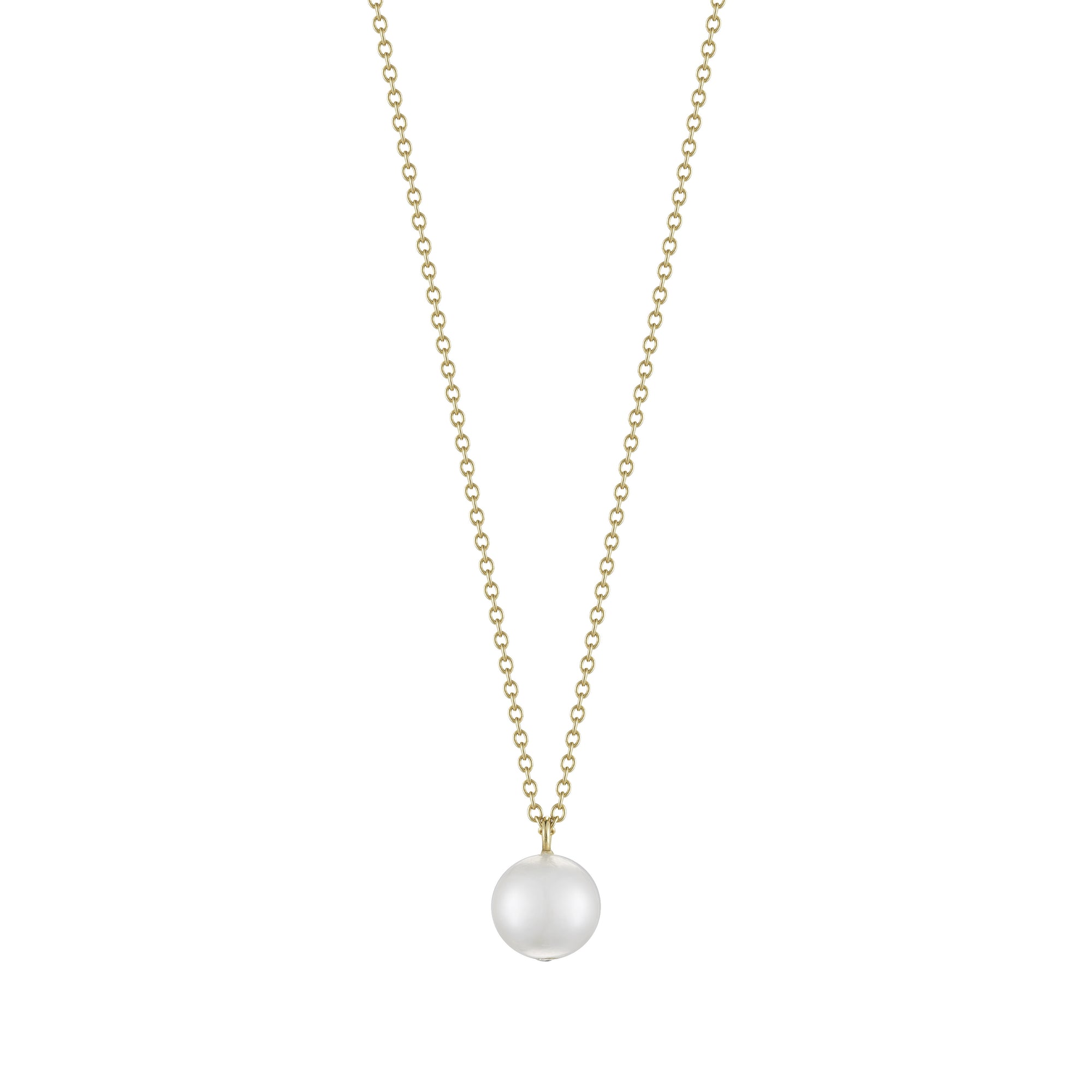 Petite pearl pendant necklace on 18k gold chain by finn by candice pool neistat