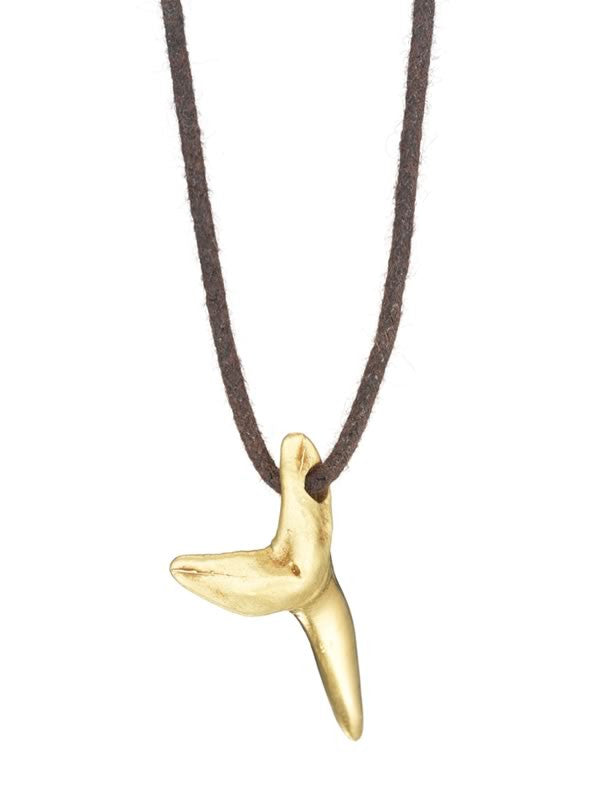 medium gold shark tooth in 18k gold long chain necklace summer jewelry by finn by candice pool neistat
