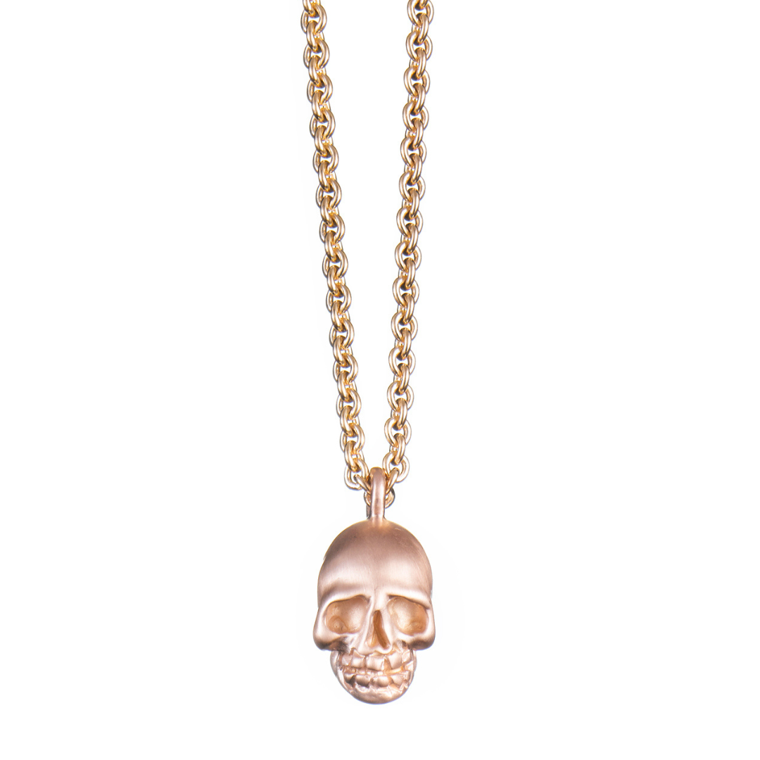 PAVE HEART SKULL NECKLACE