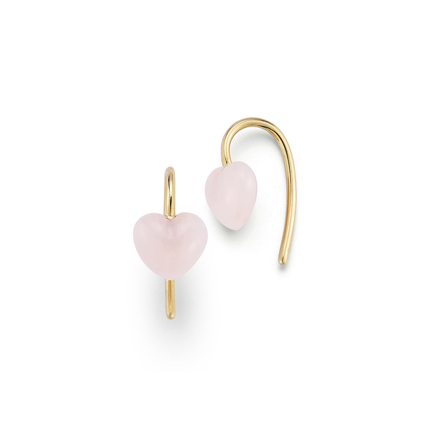 Small Pink Opal Heart Earrings