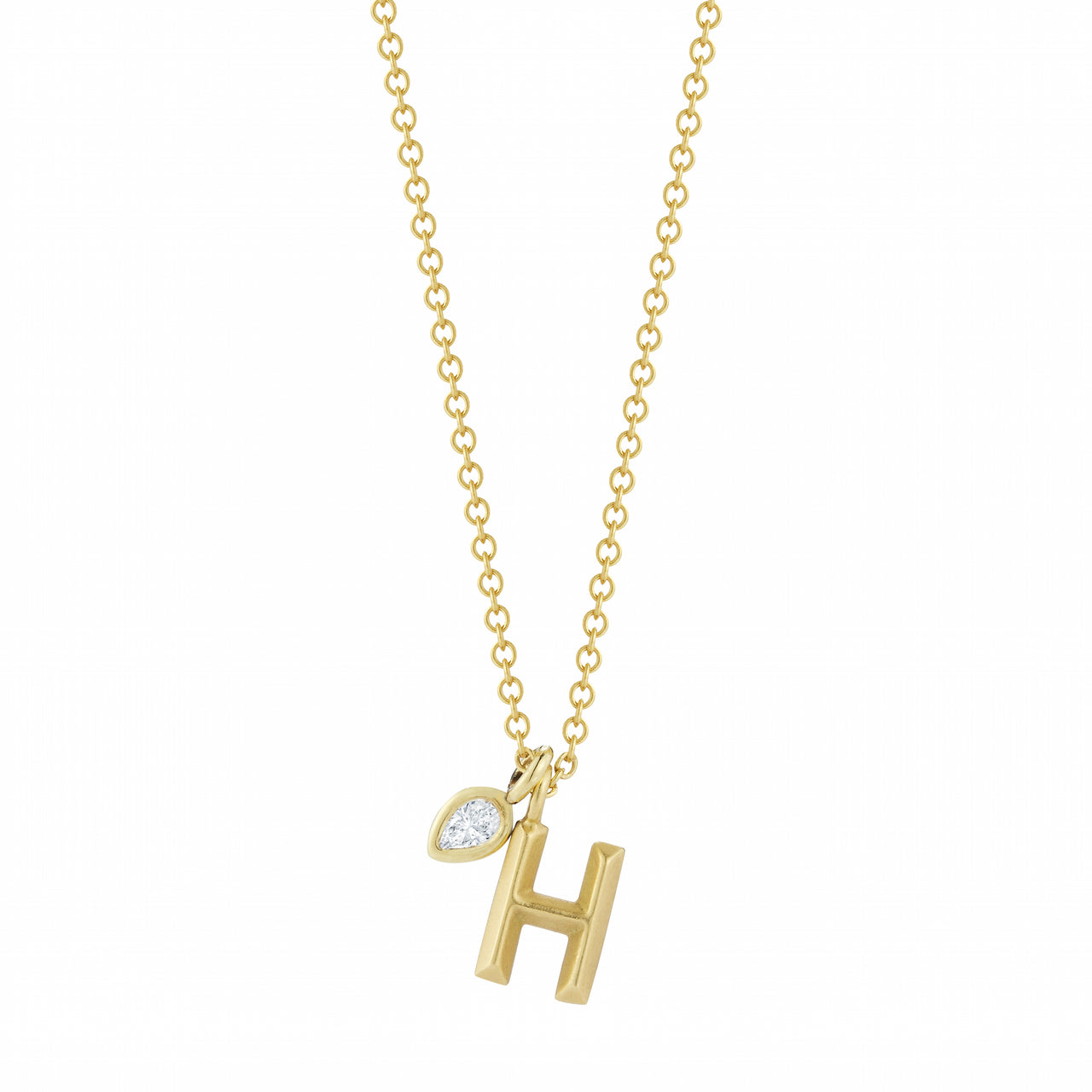 Simple Letter Necklace with Diamond Accent
