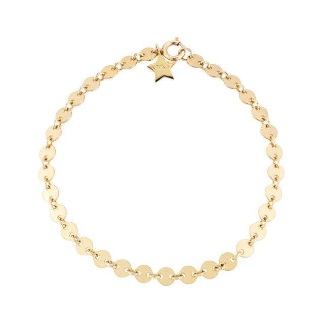 everyday minimalist gold sequin chain bracelet with star by finn by candice pool neistat