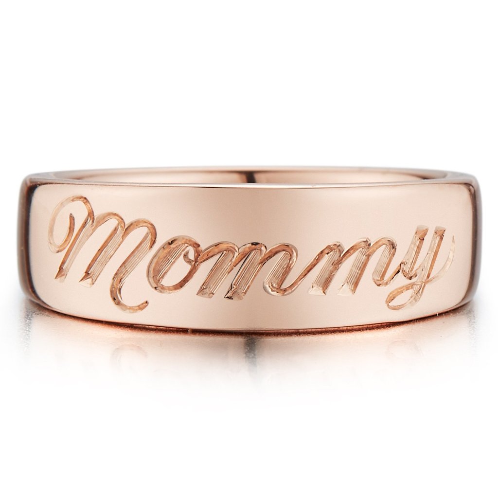 14k rose gold engraved pinky ring mother's day or valentines day gift or push present by finn by candice pool neistat