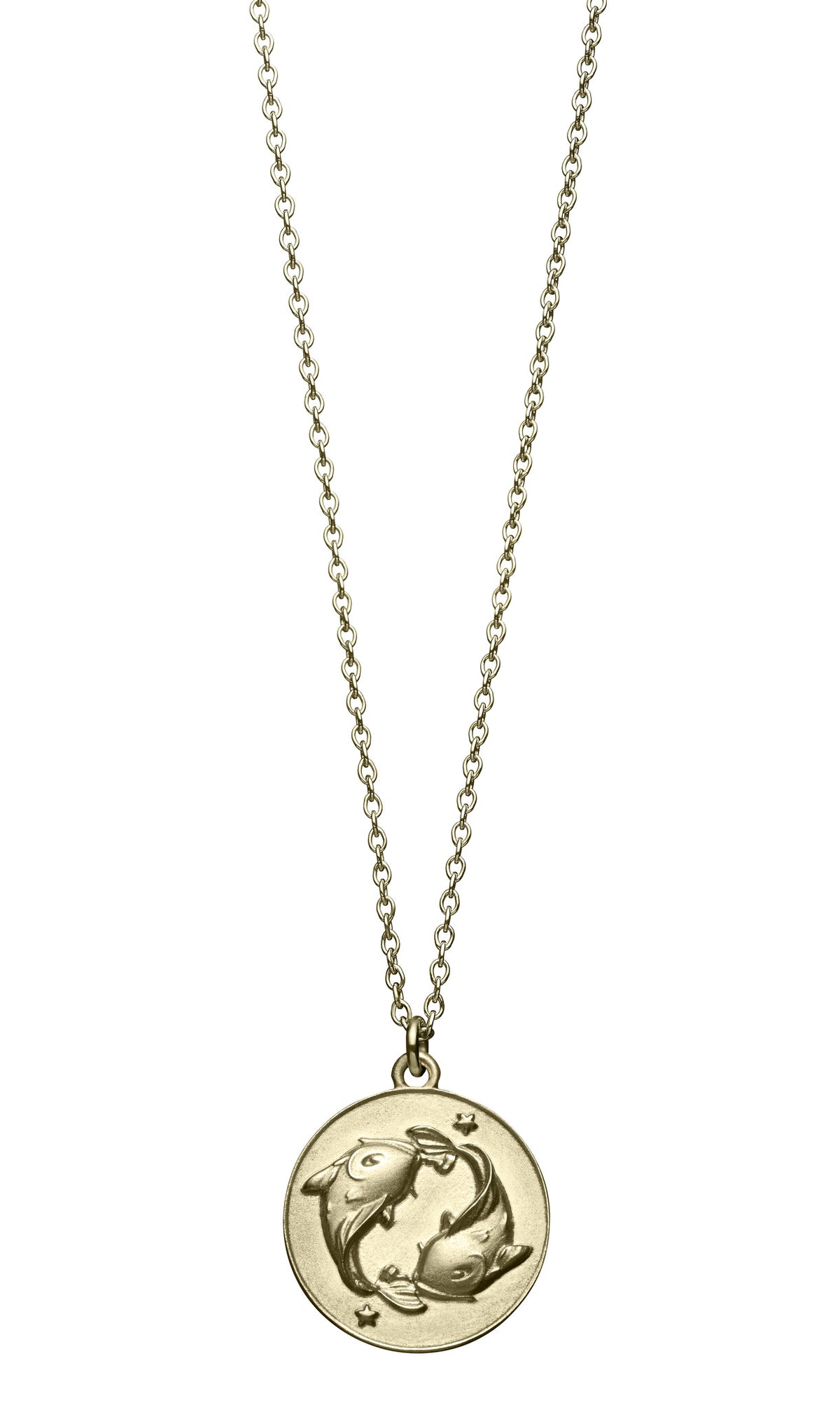 astrology sign pisces vintage 10k gold pendent on long chain necklace by finn by candice pool neistat