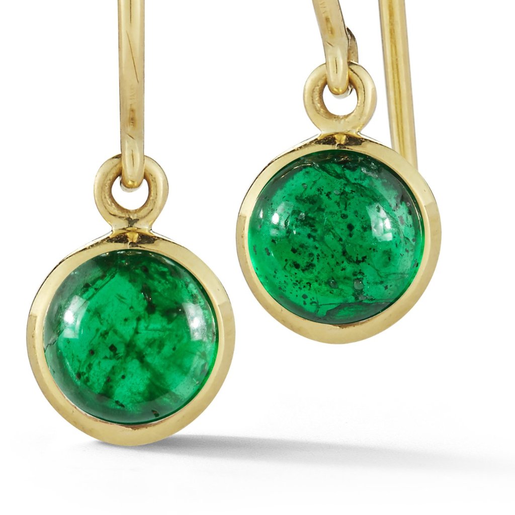 Emerald Cabochon Earrings