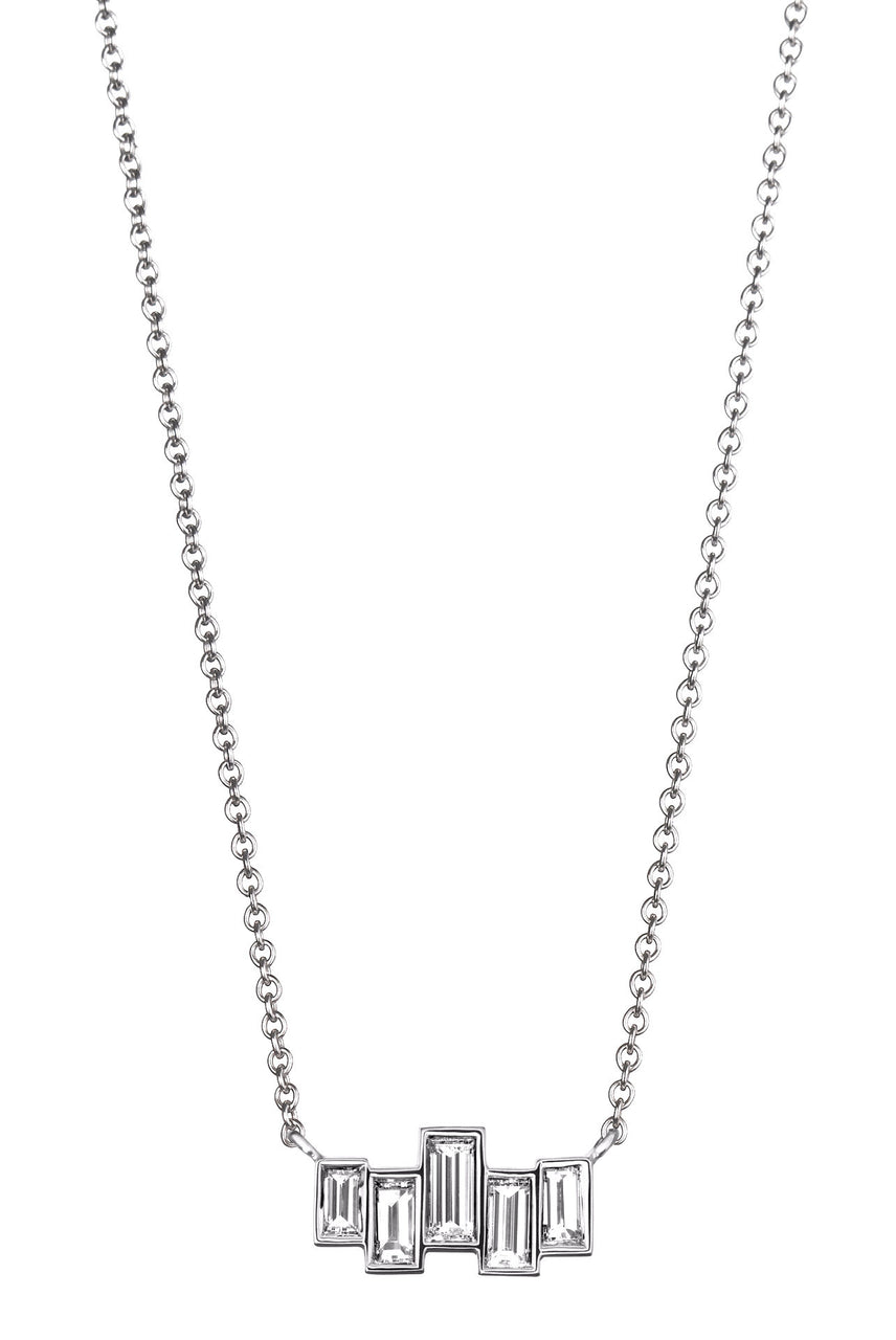 unique .55 carats diamond baguette pendant set on delicate chain by finn by candice pool neistat
