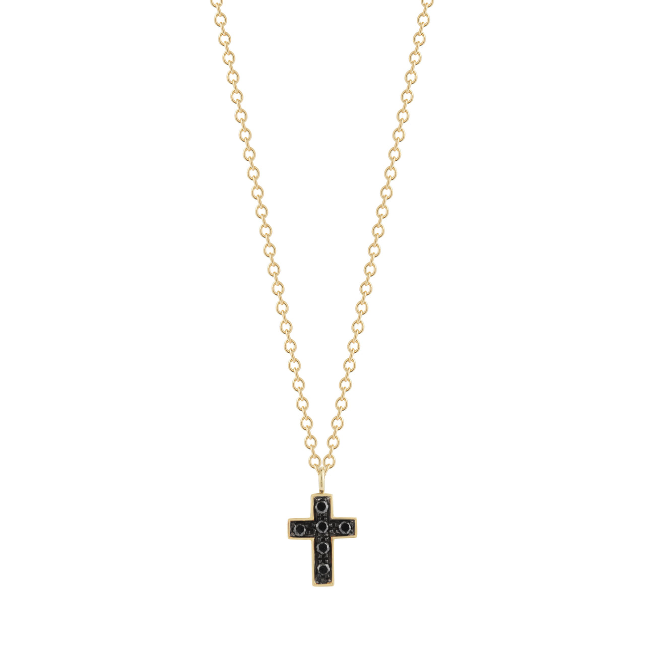 18k everyday gold black diamond cross necklace by finn by candice pool neistat