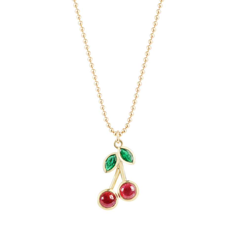 ruby cherry necklace in gold finn jewelry
