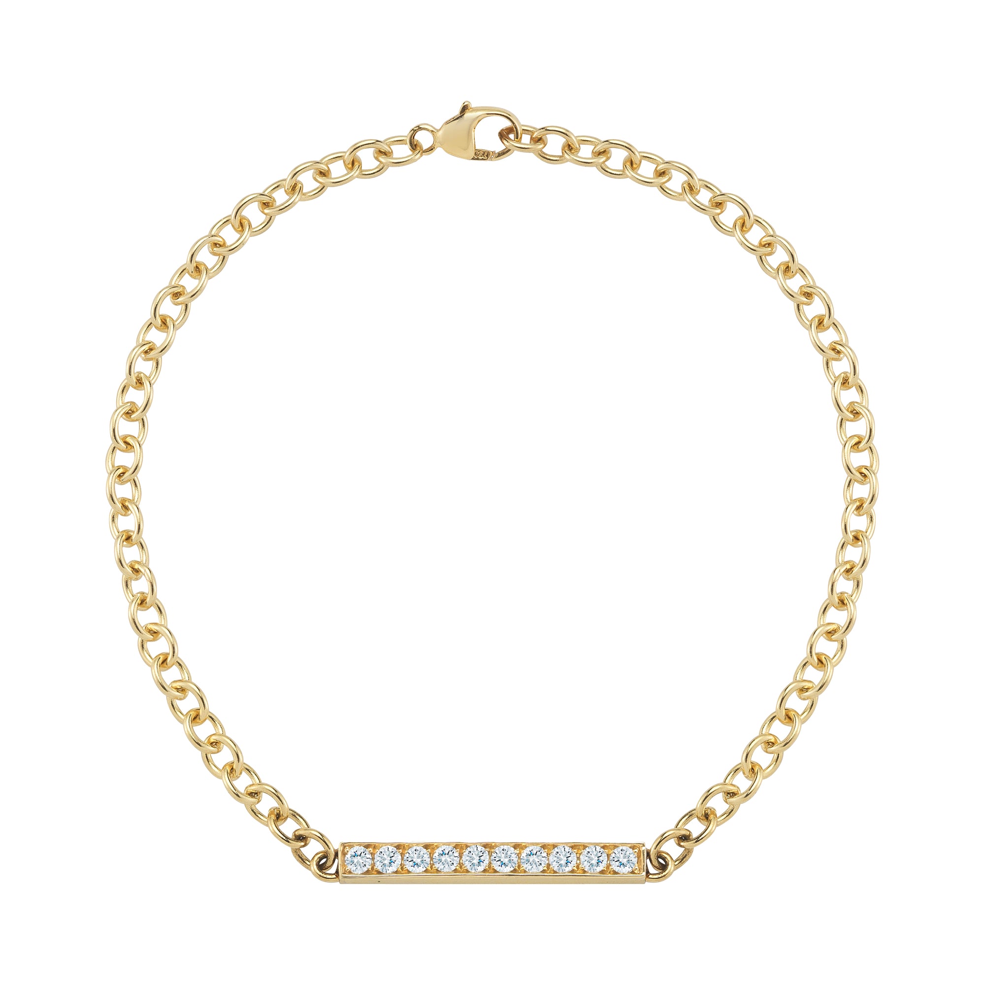 delicate 18k yellow gold diamond bar chain bracelet by finn by candice pool neistat
