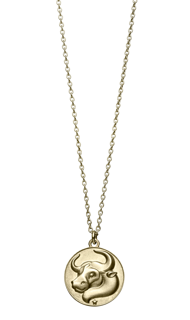 Diamond and Emerald Taurus Constellation Zodiac Tag Necklace in 14k Yellow  Gold Plated Sterling Silver