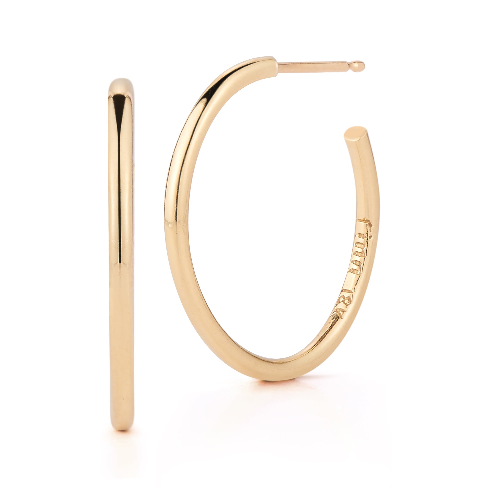 solid and lightweight day to night 18k gold hoop earrings by finn by candice pool neistat 