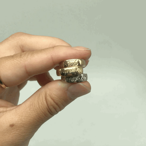 custom engraved gold ring by Finn Jewelry by Candice Pool Neistat