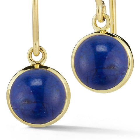 timeless everyday blue lapis cabochon earrings in 18k gold by finn by candice pool neistat