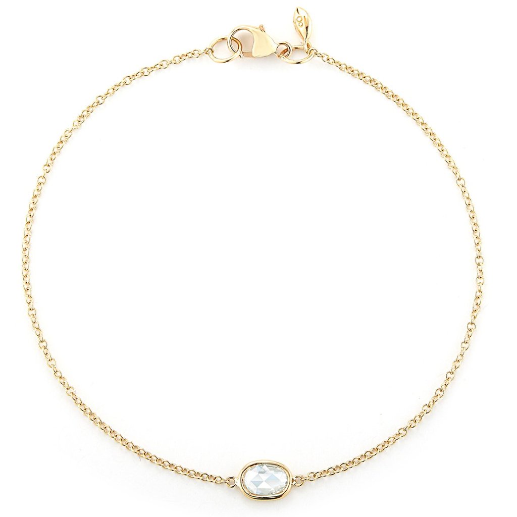 delicate 18k bracelet with small round diamond rose cut by finn by candice pool neistat perfect for Valentines Day