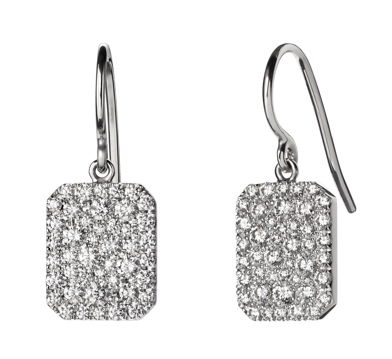 lightweight sparkly mismatched pave diamond square scapular dangle earrings by finn by candice pool neistat