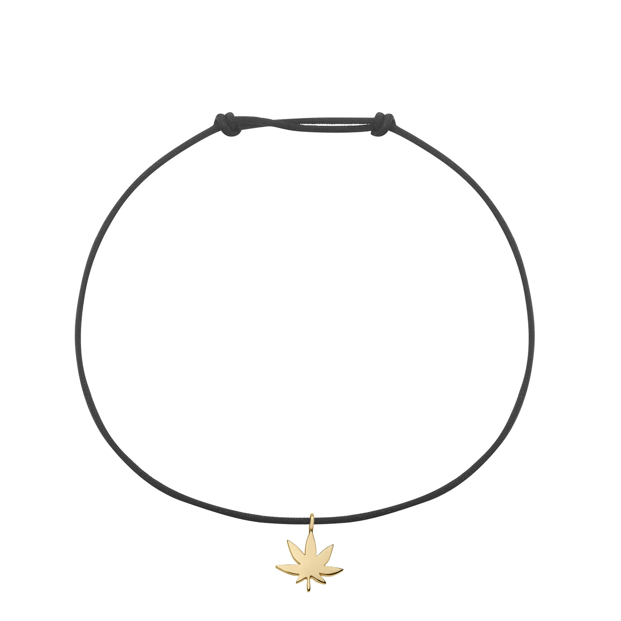 cute marijuana leaf weed symbol in 18k gold on adjustable string cord bracelet by finn by candice pool neistat
