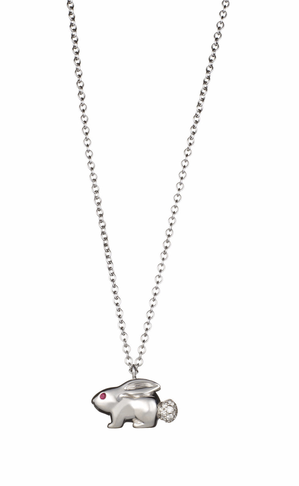 SOLID WHITE GOLD BUNNY NECKLACE