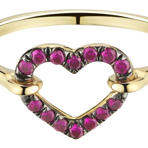 special oxblood red ruby open heart love ring in 18k gold by finn by candice pool neistat