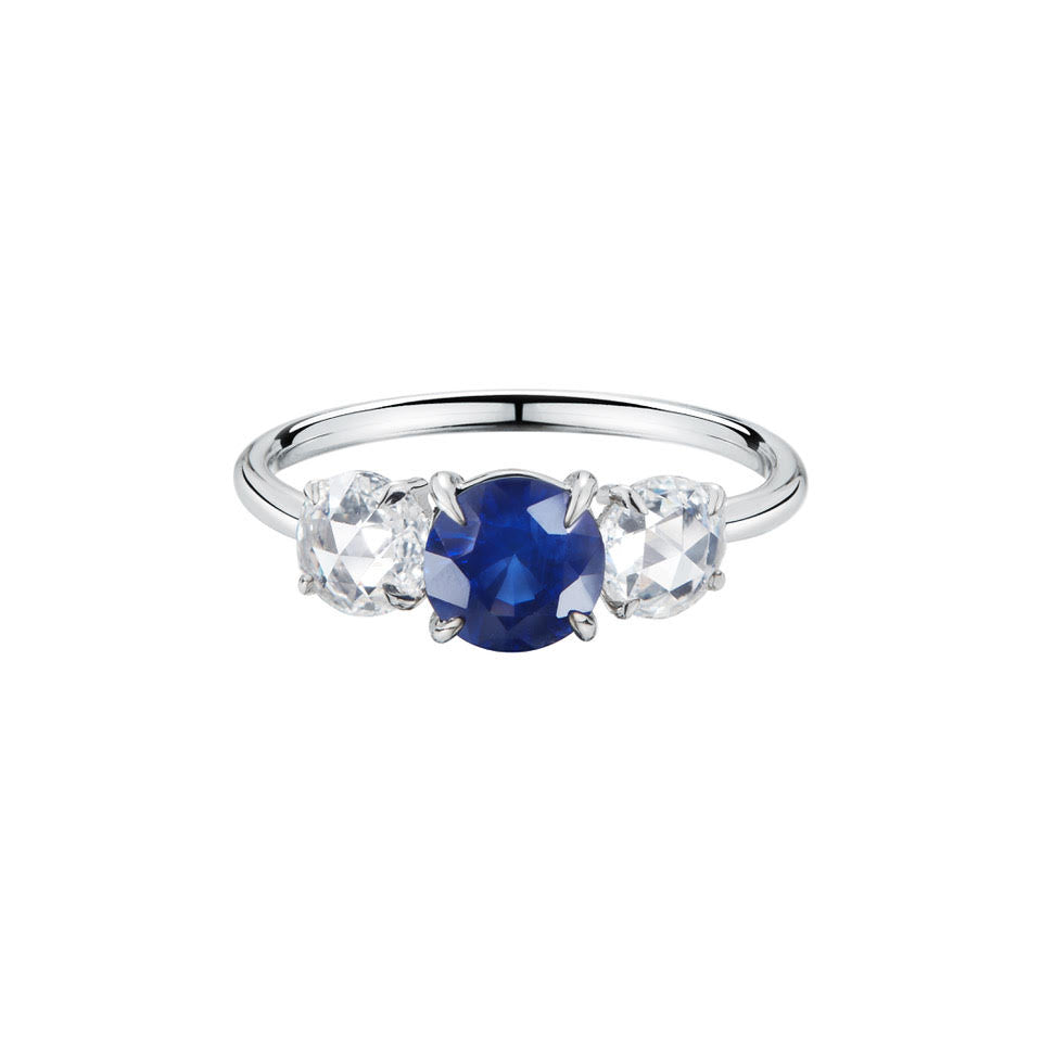 Sapphire and Rose cut Diamond Engagement Ring - Finn by Candice Pool Neistat