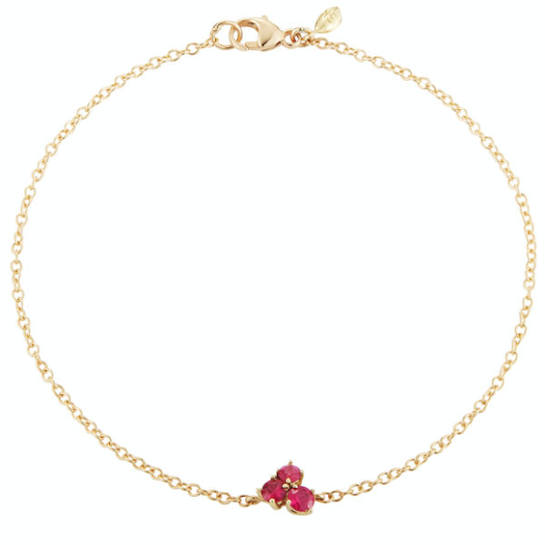 simple classic solitaire chain bracelet with red rubies In 18k gold by finn by candice pool neistat 