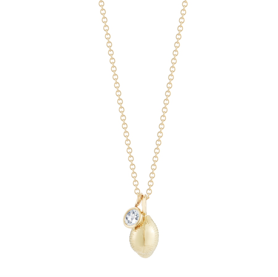 COWERY SHELL AND DIAMOND NECKLACE