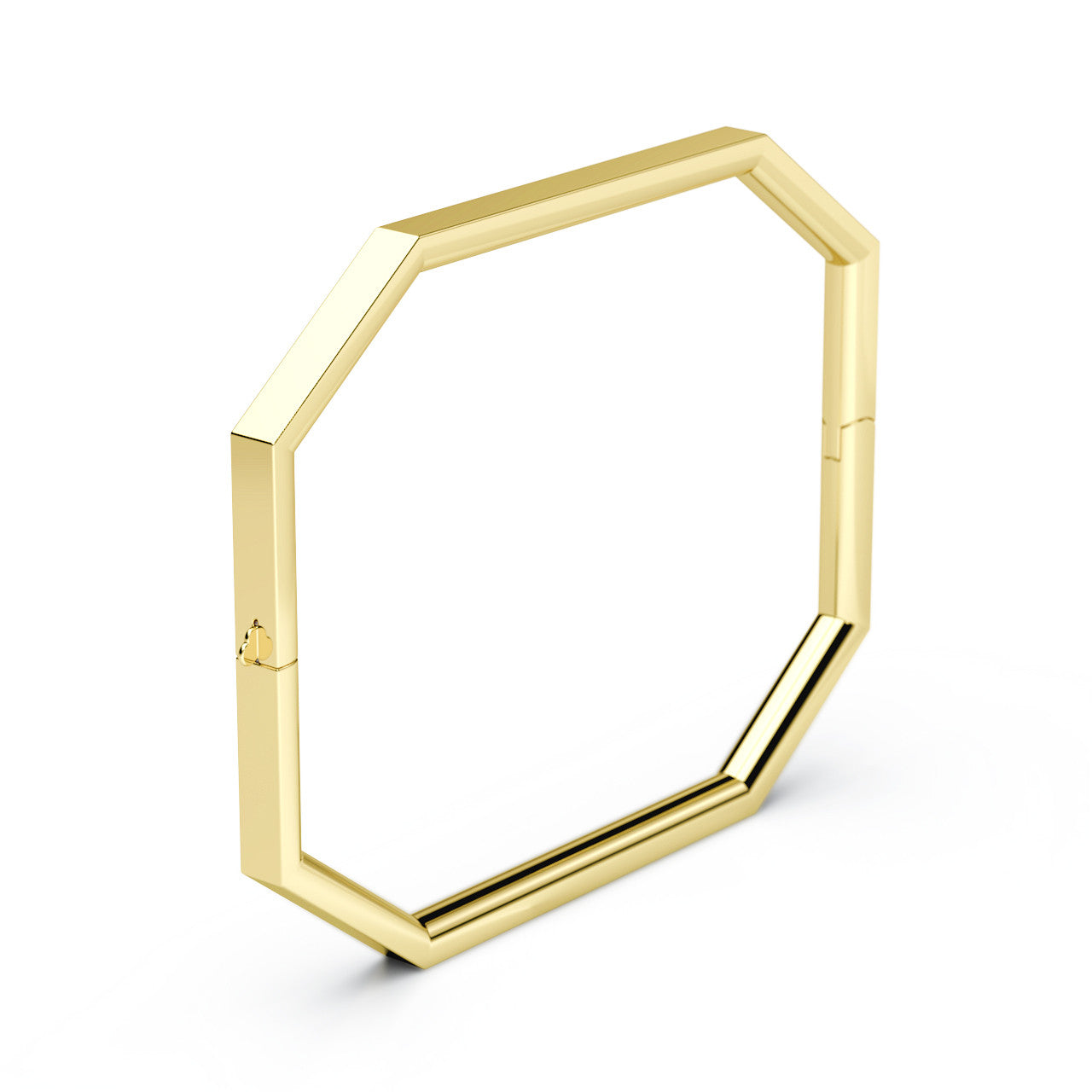 minimalistic geometric octagon bangle bracelet in 18k solid gold by finn by candice pool neistat