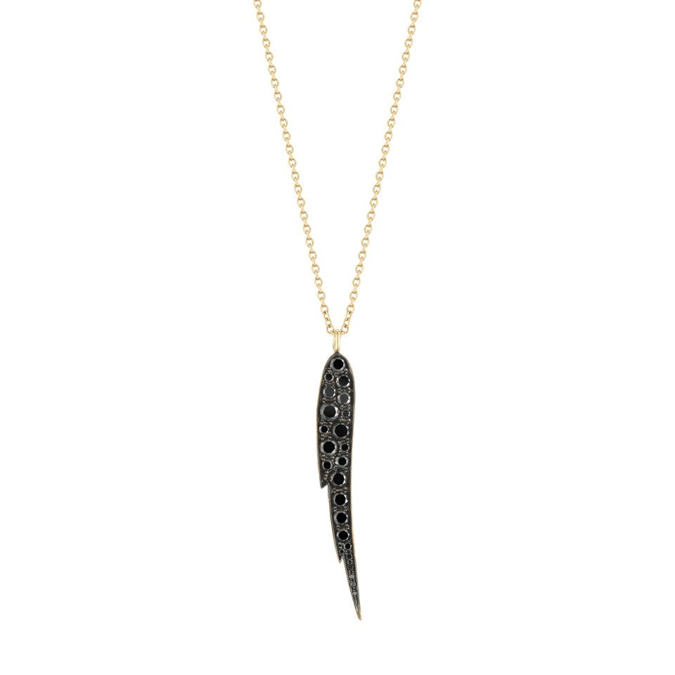18k black pave diamond angel wing pendant on cable link chain by finn by candice pool neistat